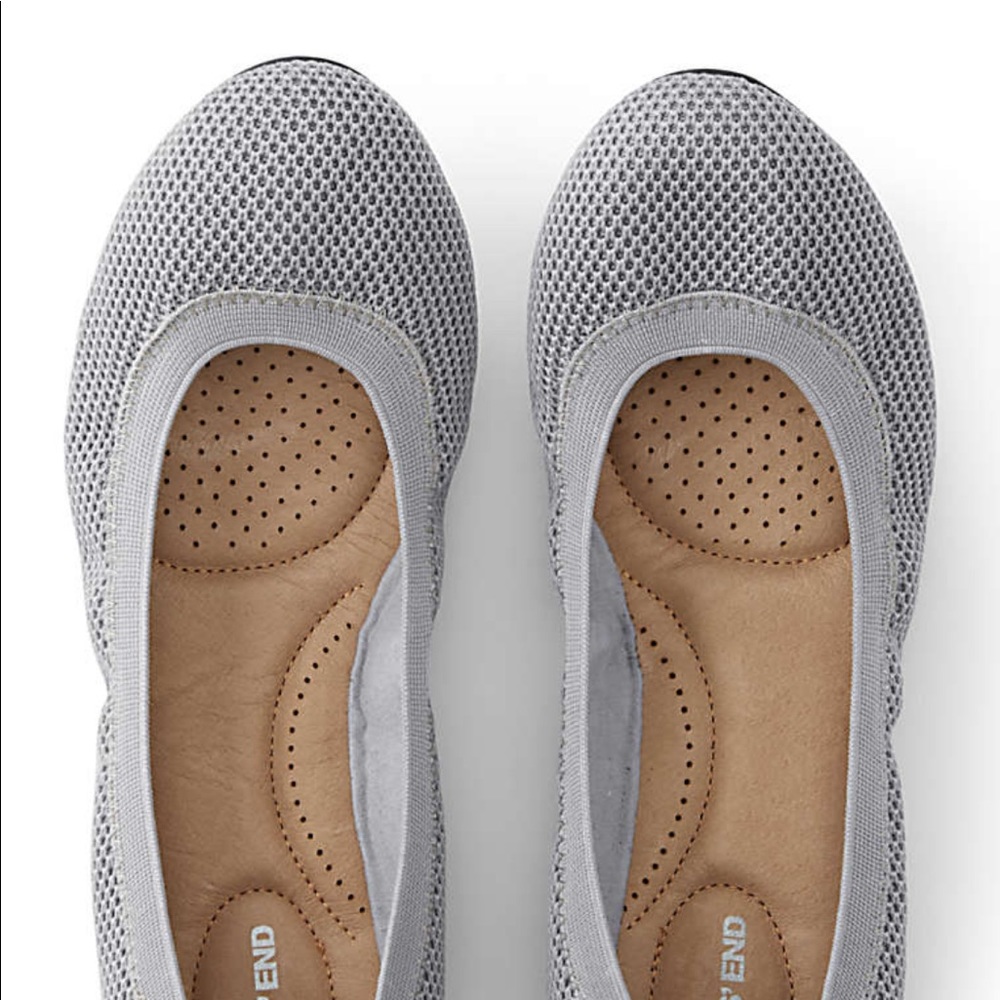 New Lands End Stretch Ballet Flats Shoes 6.5 Gray